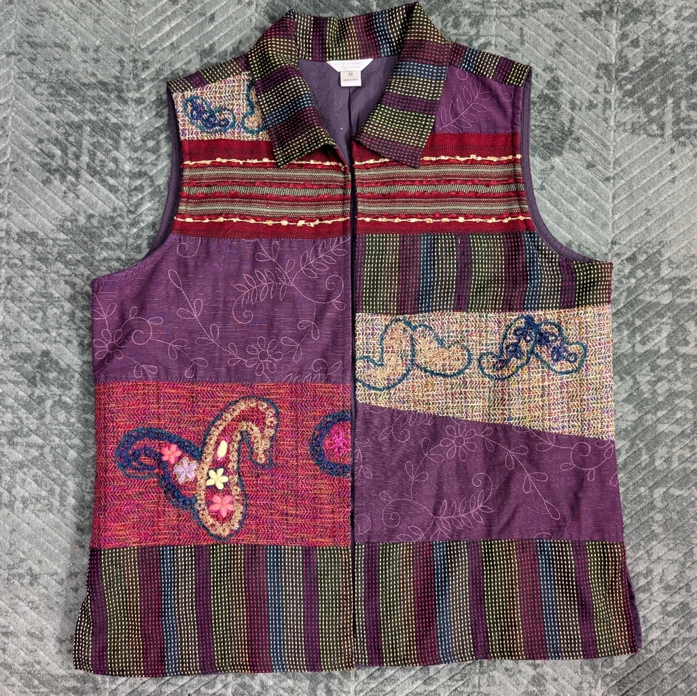 Christopher & Banks Boho Patchwork Paisley Vest M - image 1
